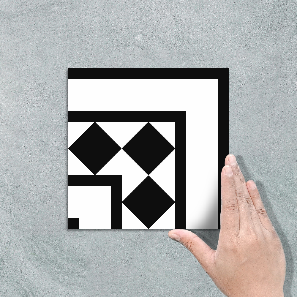 VICTORIAN B&W CORNER - PATTERN TILE