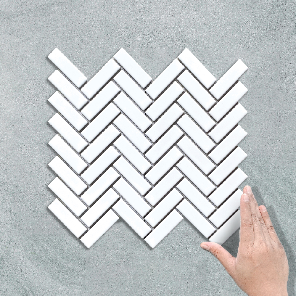 HERRINGBONE WHITE- MOSAIC