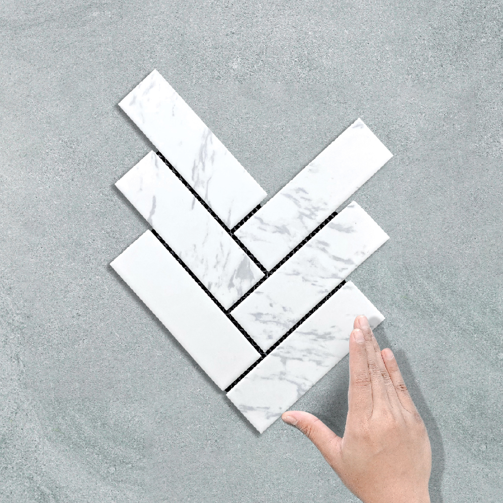HERRINGBONE XXL CARRARA - MOSAIC