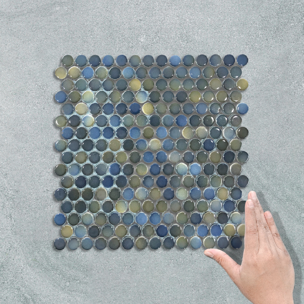 PENNY ROUND DARK BLUE MIX - MOSAIC