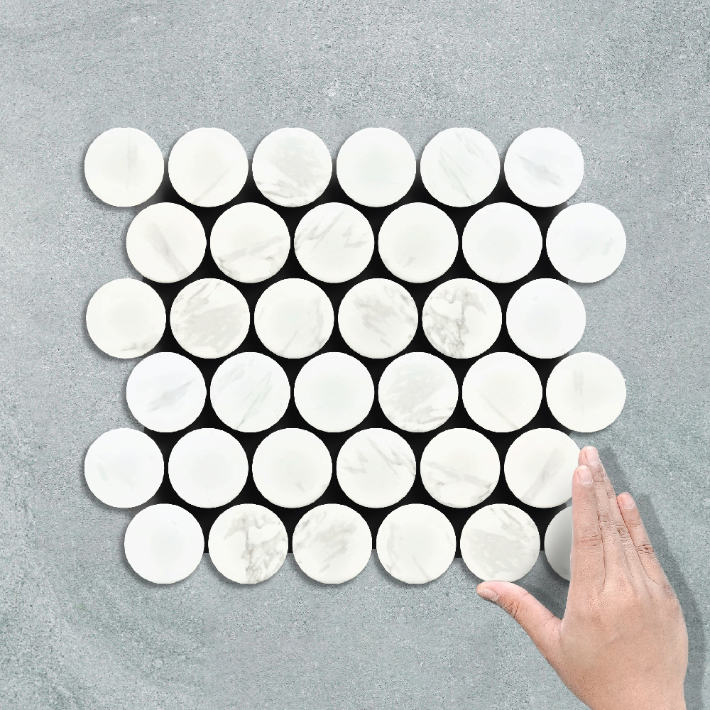 PENNY ROUND XXL CARRARA - MOSAIC