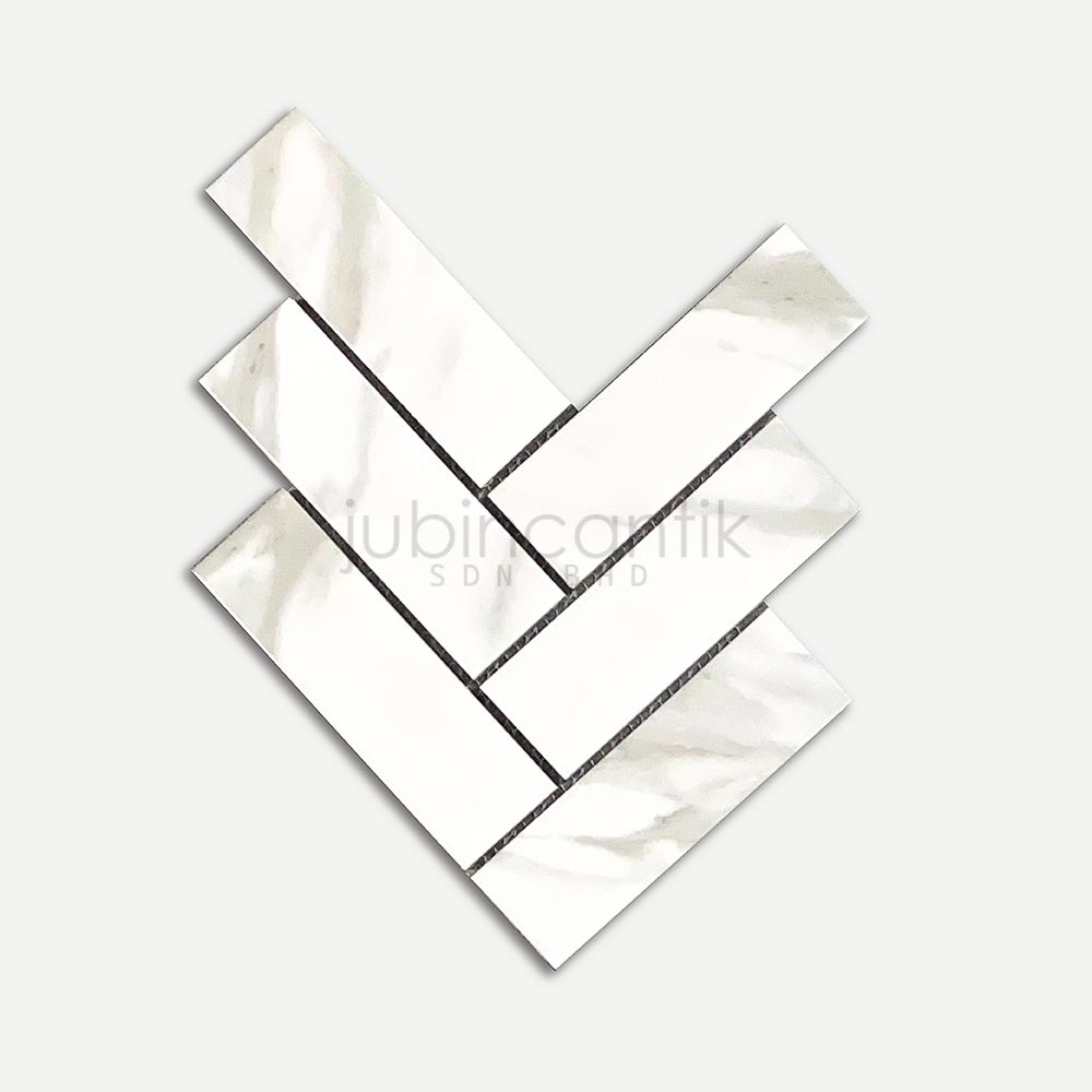 Hover image for HERRINGBONE XXL CARRARA (GLOSS) - MOSAIC