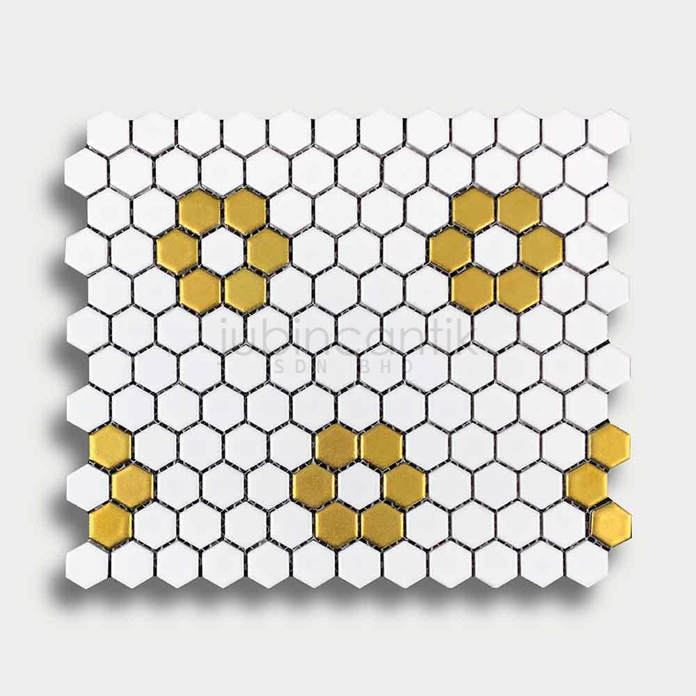 Hover image for HEX FLORAL GOLD & WHITE - MOSAIC