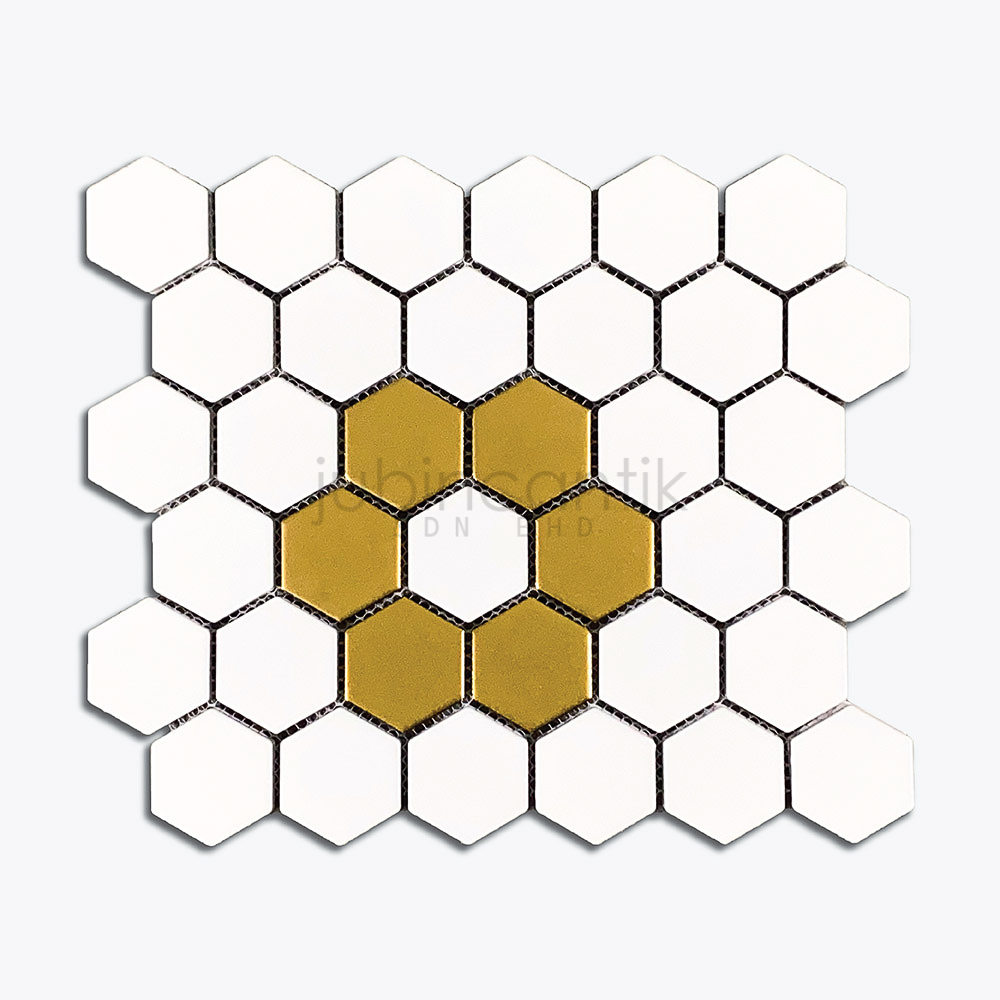 Hover image for HEX MEDIUM FLORAL GOLD WHITE - MOSAIC